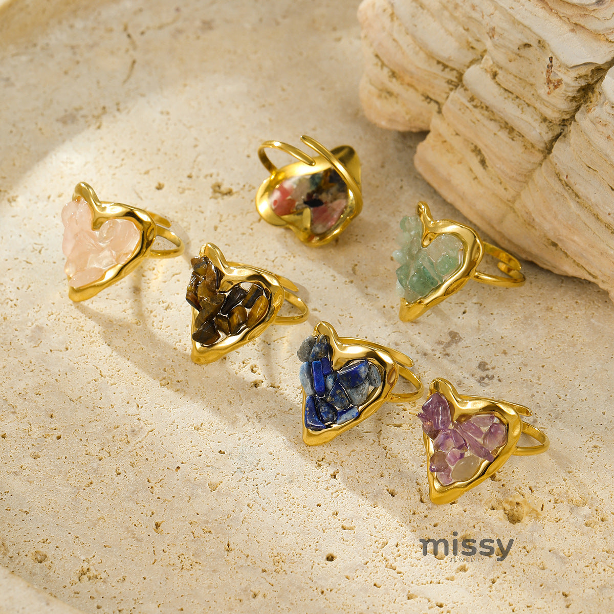 Alasia Heart Stone Ring [V5DED1QX]