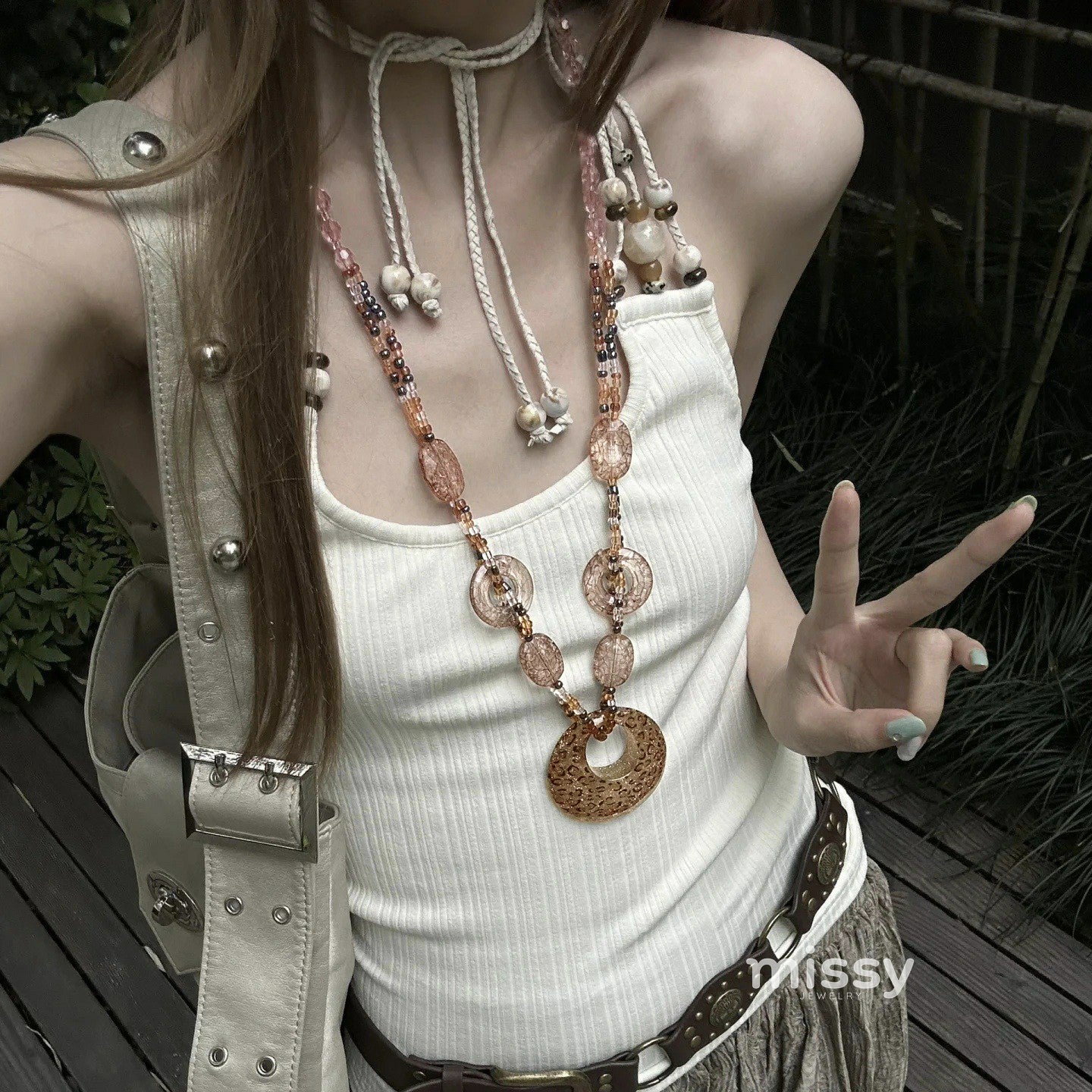 Aleeyah Leopard Print Necklace [7LNT708Q]