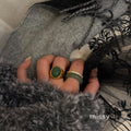 Aleiyah Sleek Oval Stone Ring [9KMNGVQS]