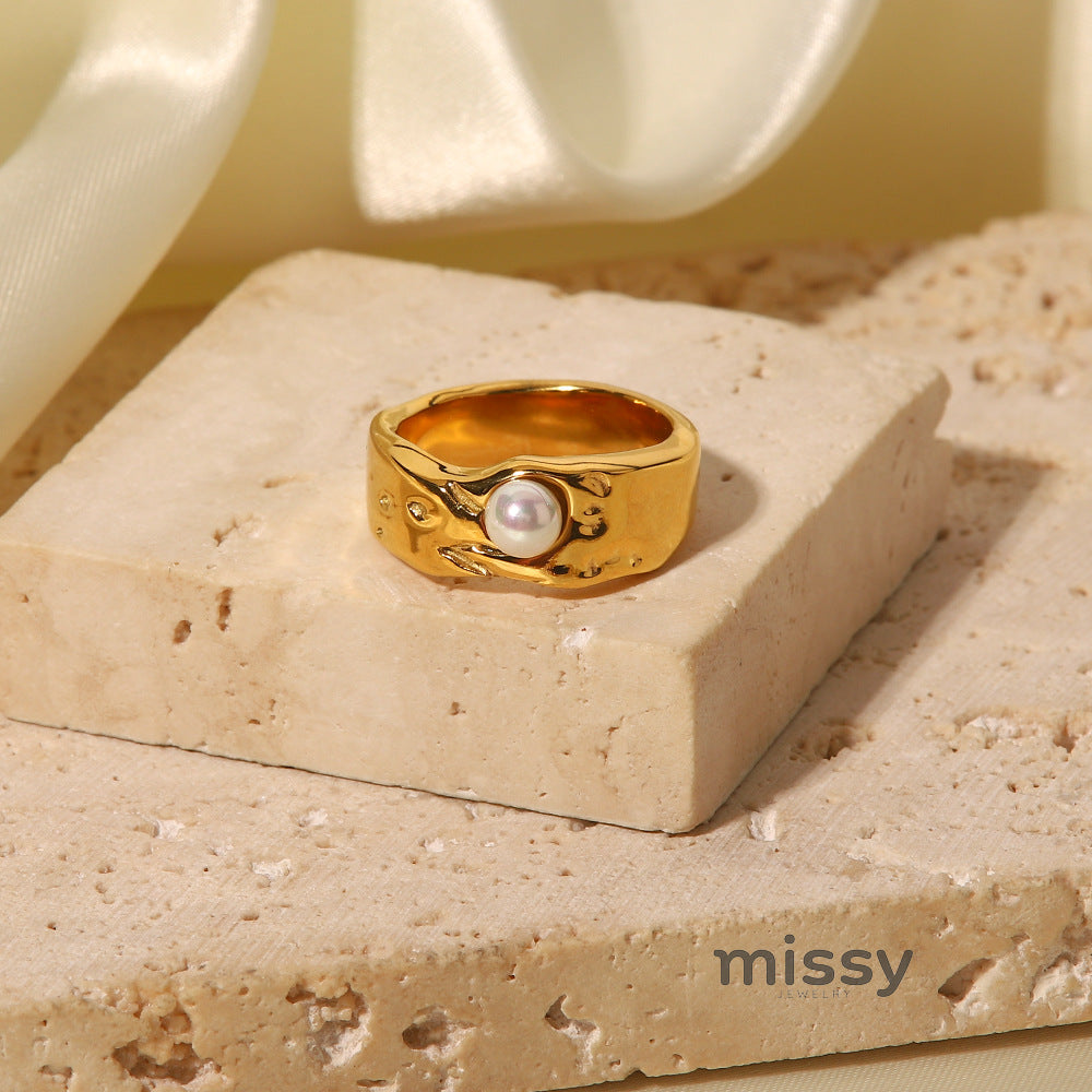Aliza Lava Pearl Ring