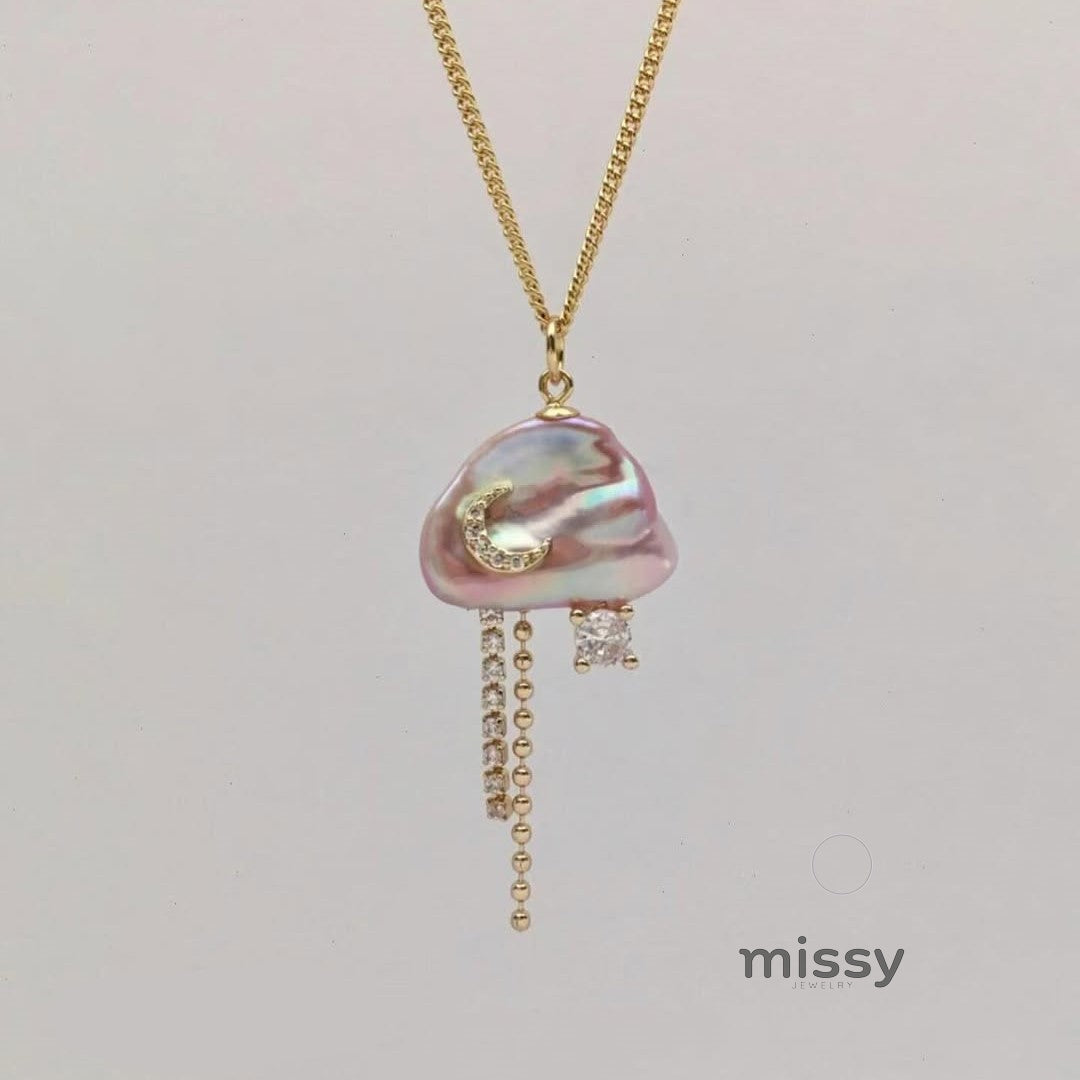 Alizae Pearl Moon Star Necklace [0Z2D1H73]