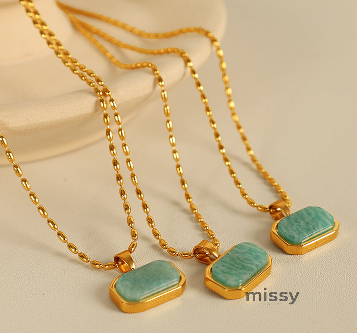 Amalie Amazonite Gold Necklace [52QKDFZG]