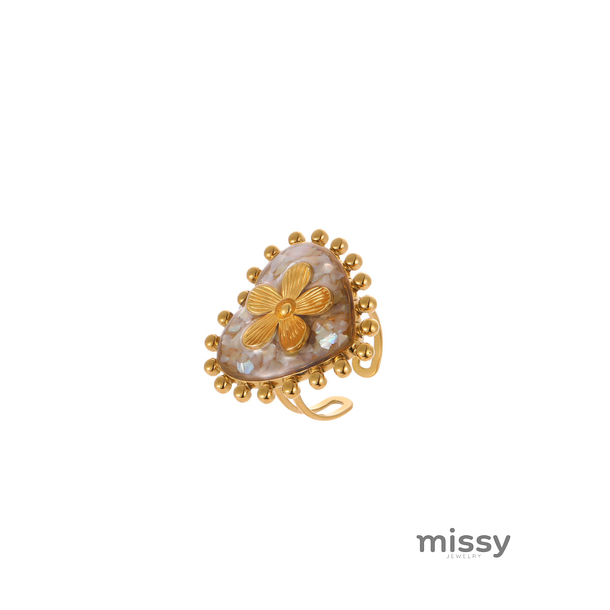 Amani Gold Petal Heart Ring [T0WUIQ41]
