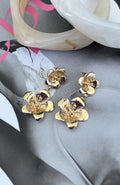 Missy Jewelry Amar Floral Gold Drop Earrings