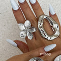 Ameena Geometric Petal Ring