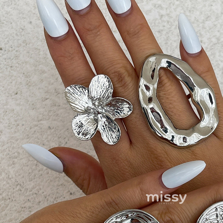 Ameena Geometric Petal Ring