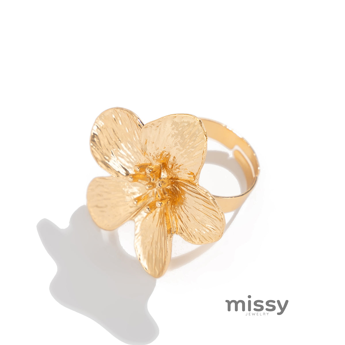 Ameena Geometric Petal Ring