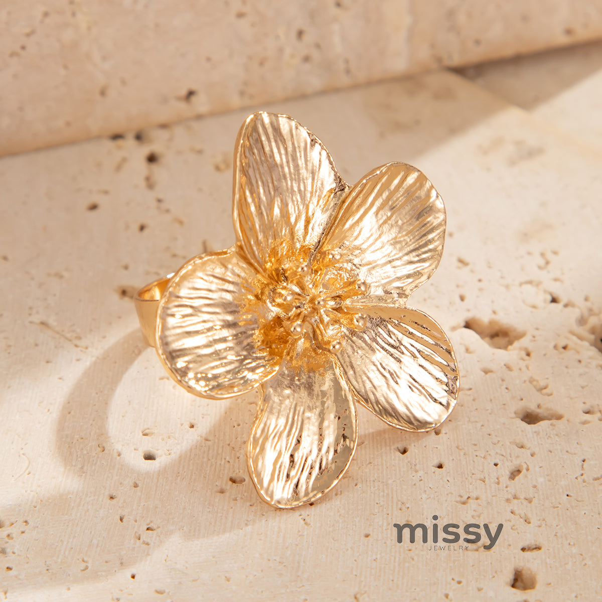 Ameena Geometric Petal Ring