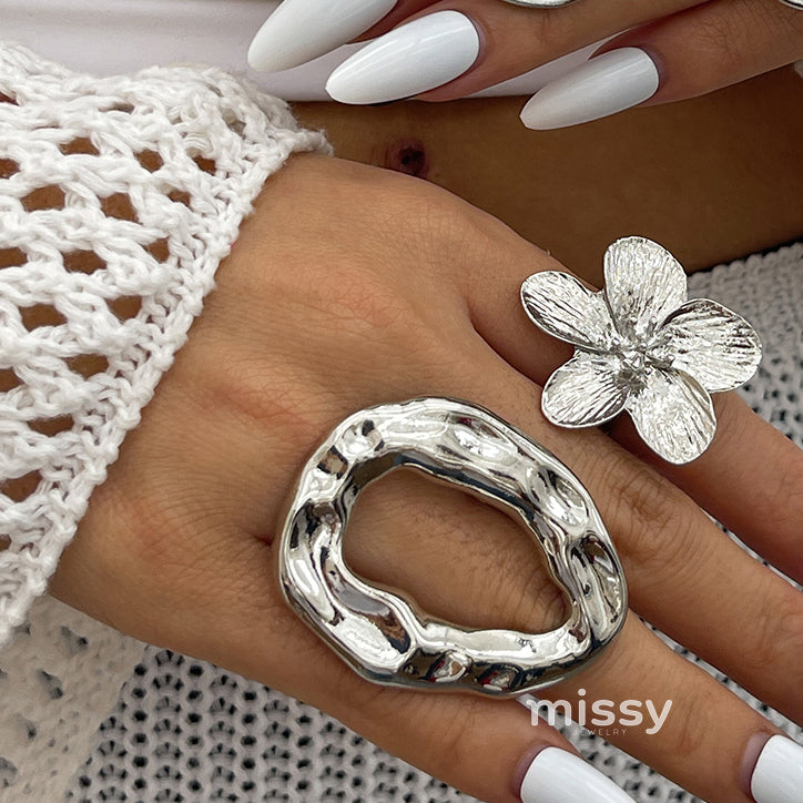 Ameena Geometric Petal Ring