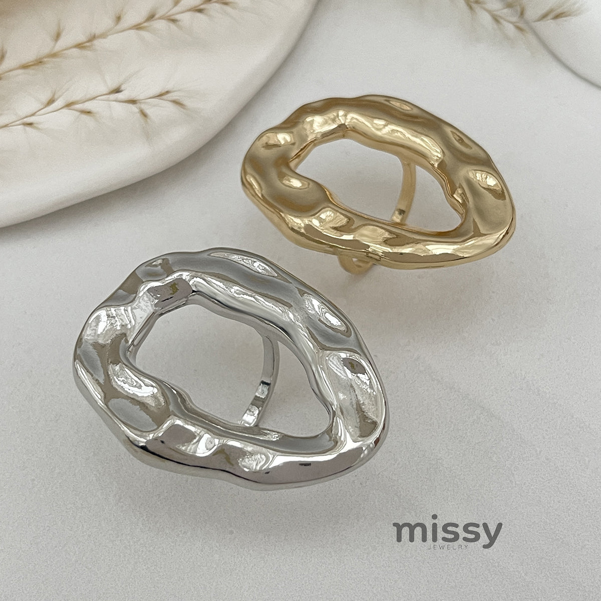 Ameena Geometric Petal Ring
