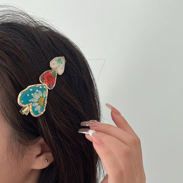 Amena Enamel Flower Duckbill Clip [D6M78SYC]