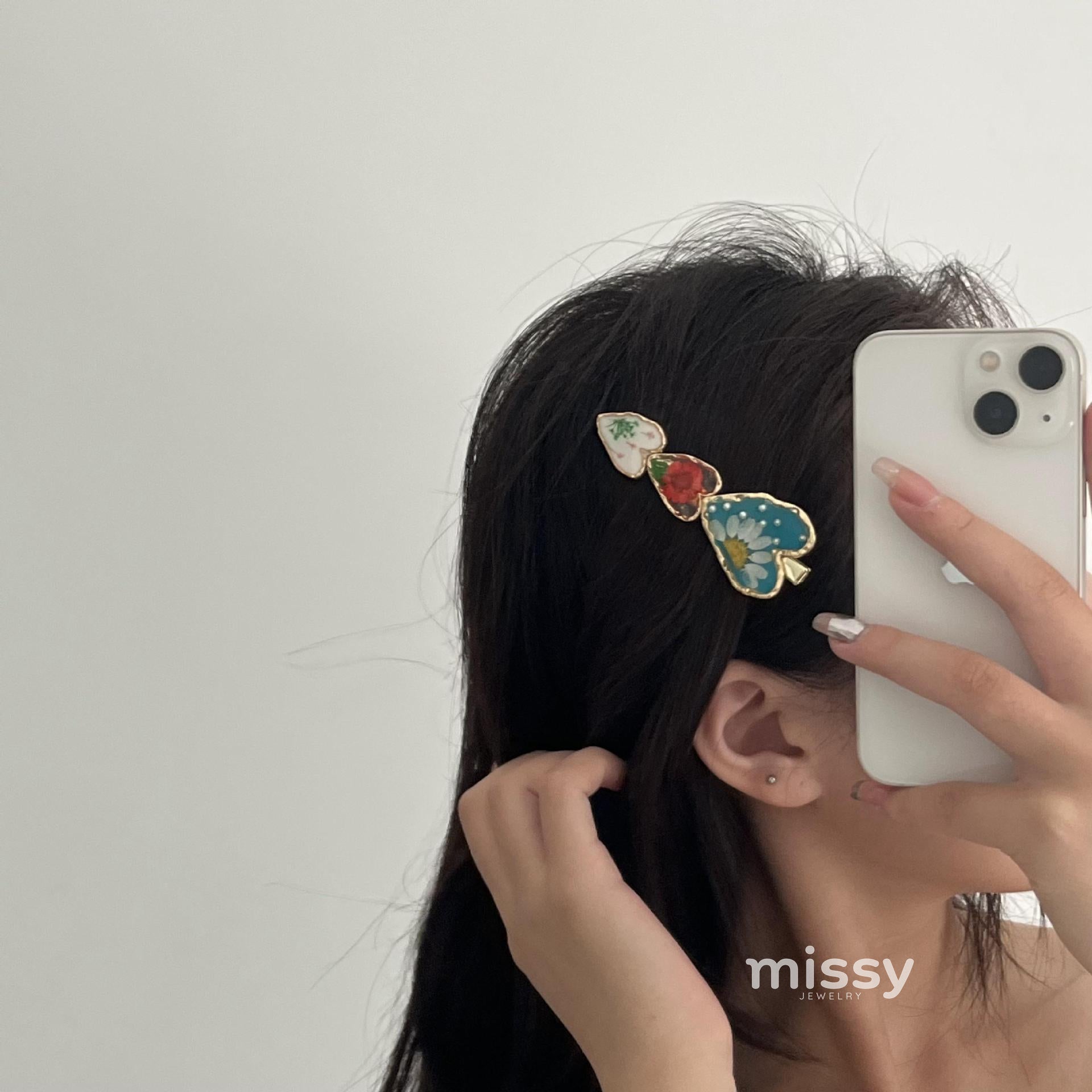 Amena Enamel Flower Duckbill Clip [8OQVR0TD]