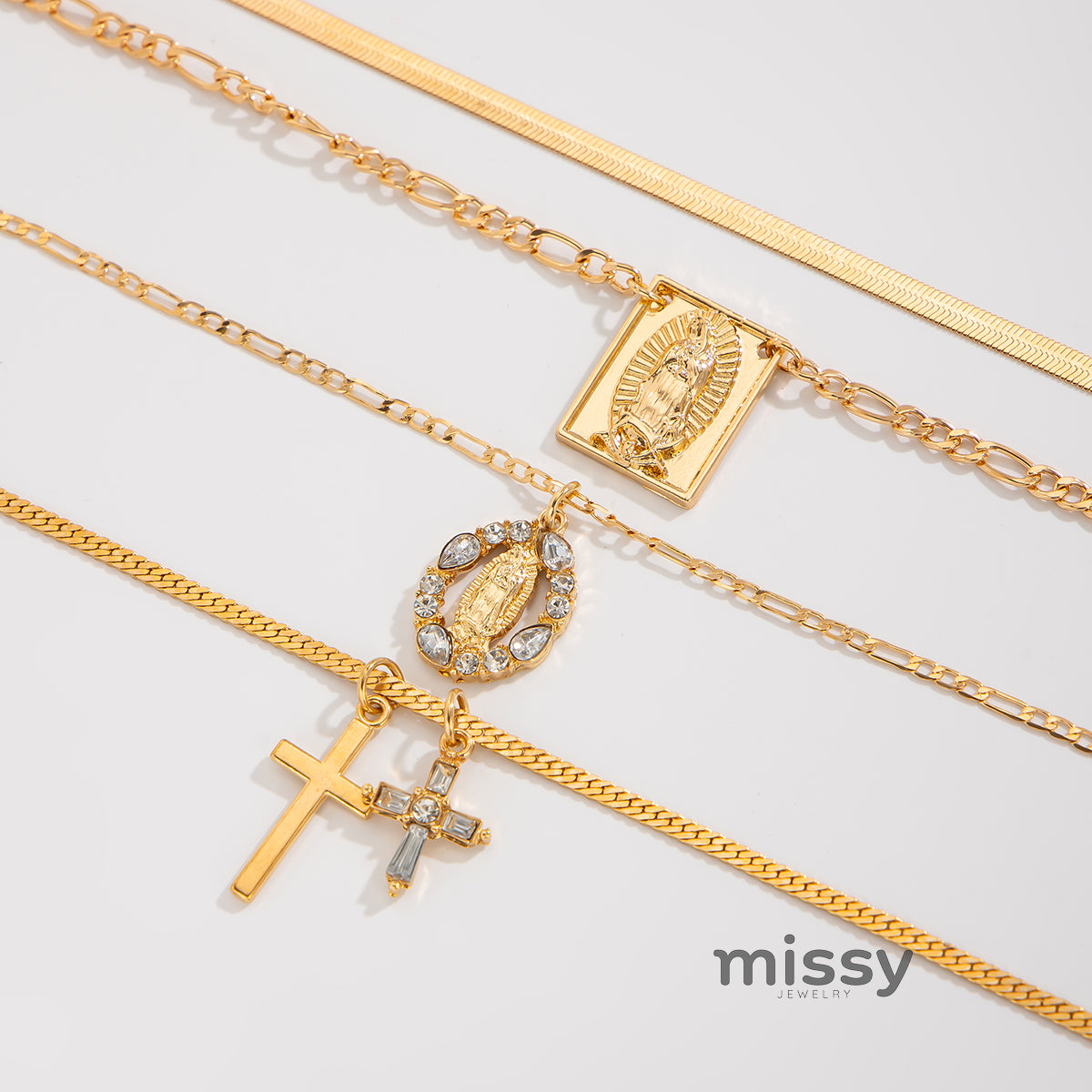 Anara Layered Cross Necklace Set
