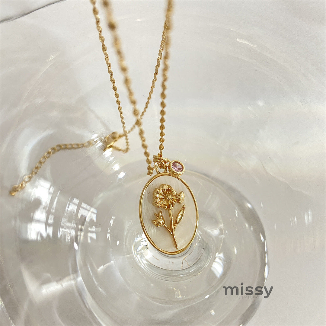 Anslee Mother-of-Pearl Birth Flower Necklace [I9RR5YXC]