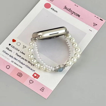 Aquamarine Beaded Apple Watch Band [46HXCDTL]
