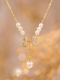 Arantza Pearl Butterfly Tassel Necklace