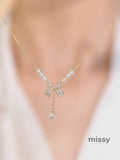 Arantza Pearl Butterfly Tassel Necklace