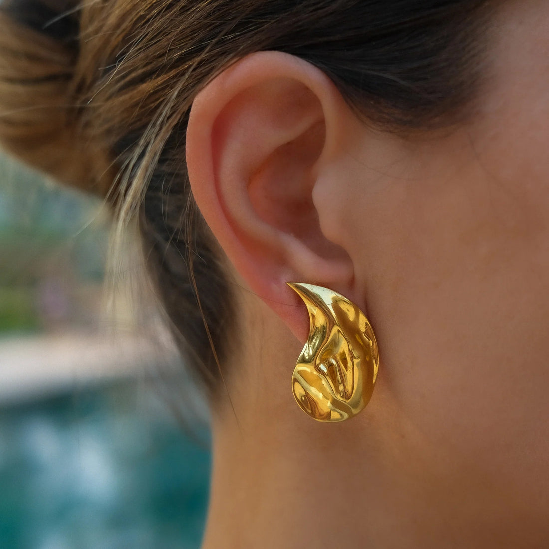 Arina Hammered Teardrop Earrings