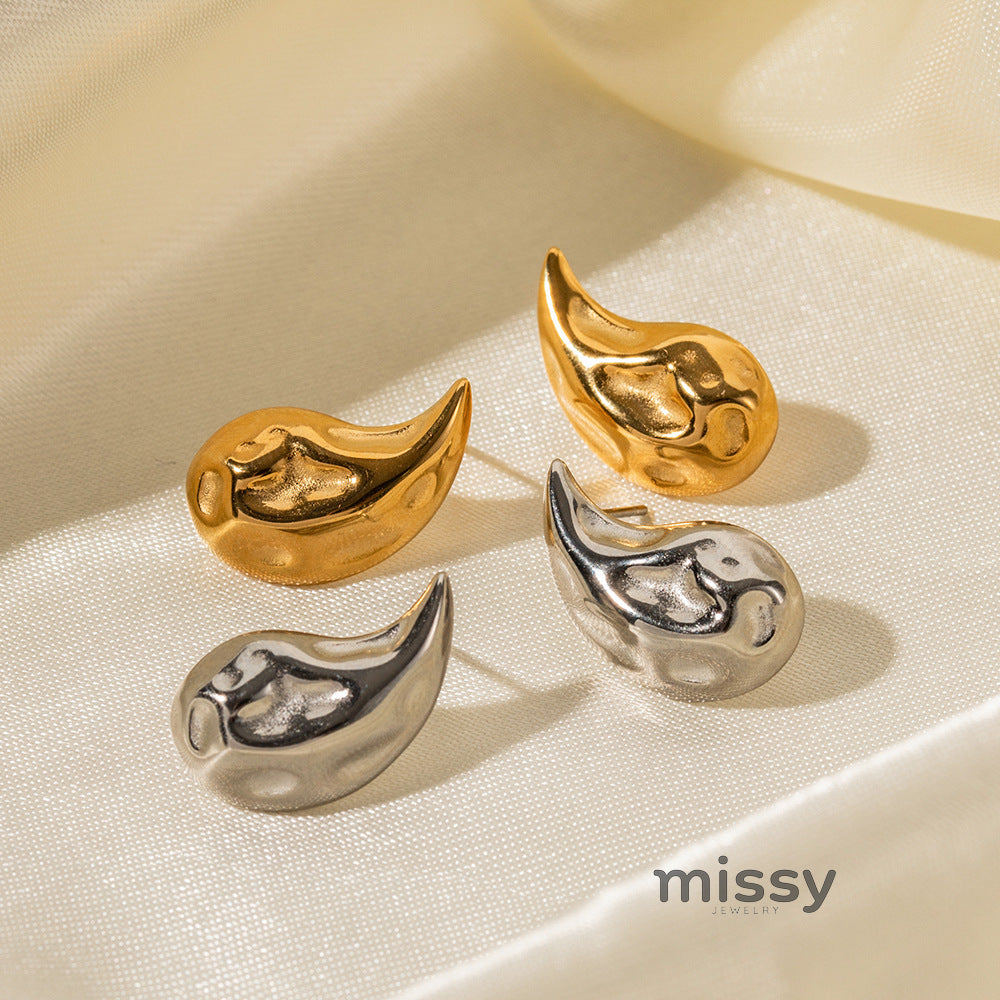Arina Hammered Teardrop Earrings