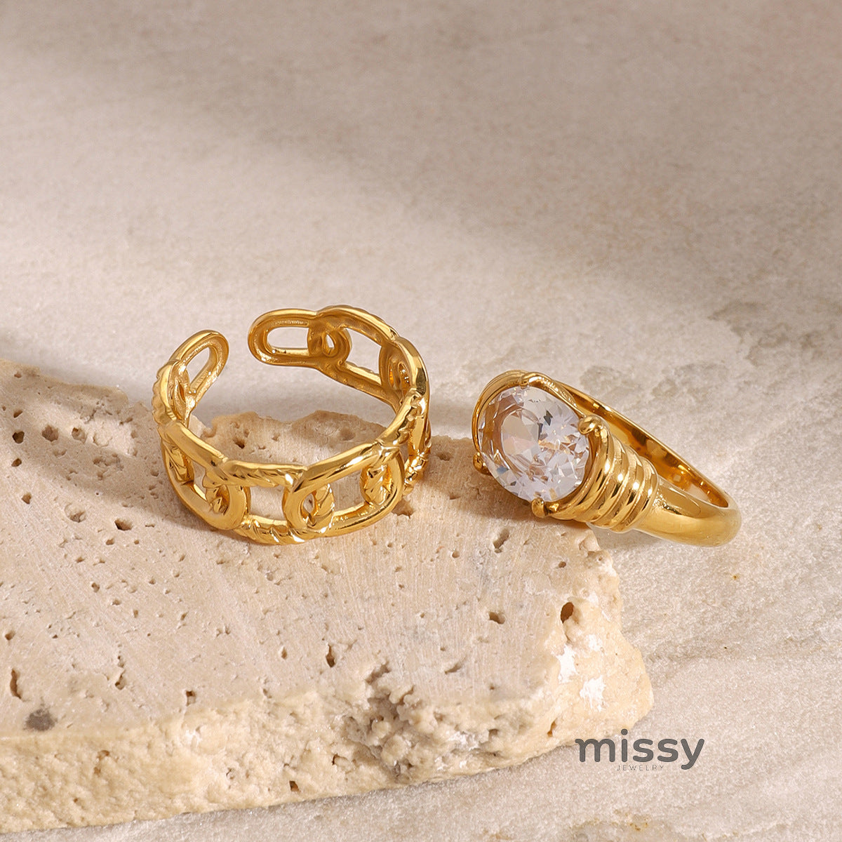 Ariyanna Geometric Stainless Ring [D08ZY2IM]