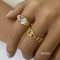 Ariyanna Geometric Stainless Ring [J7BXUQ3U]