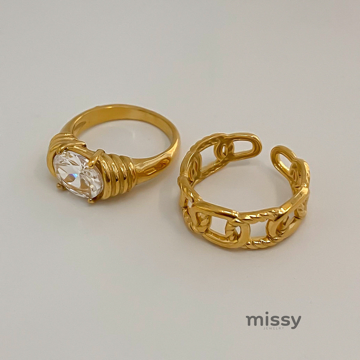 Ariyanna Geometric Stainless Ring [07JYH6X9]