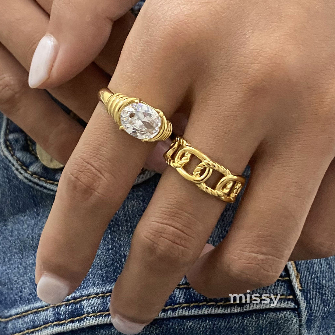 Ariyanna Geometric Stainless Ring [FFGU6F8C]