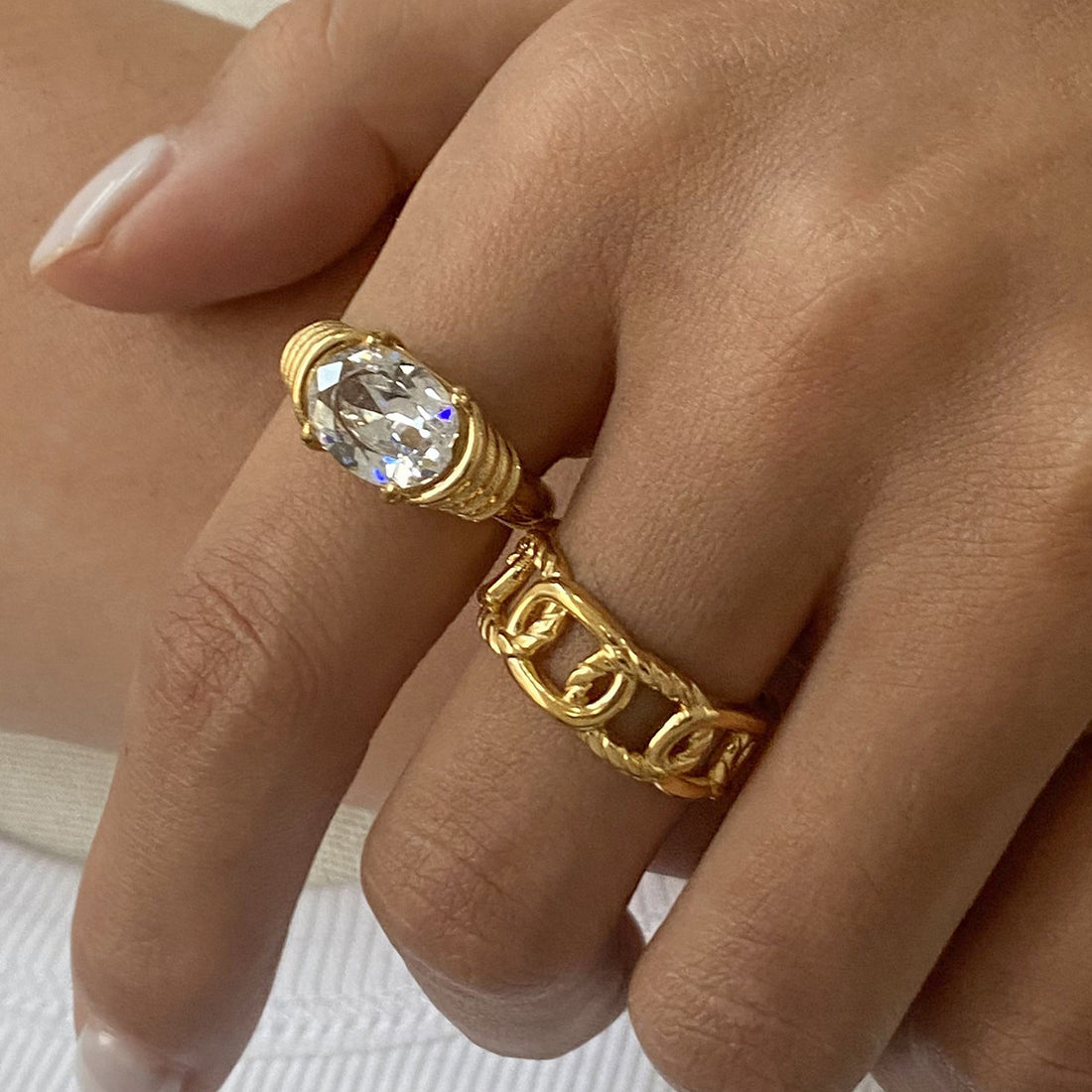 Ariyanna Geometric Stainless Ring [FFGU6F8C]