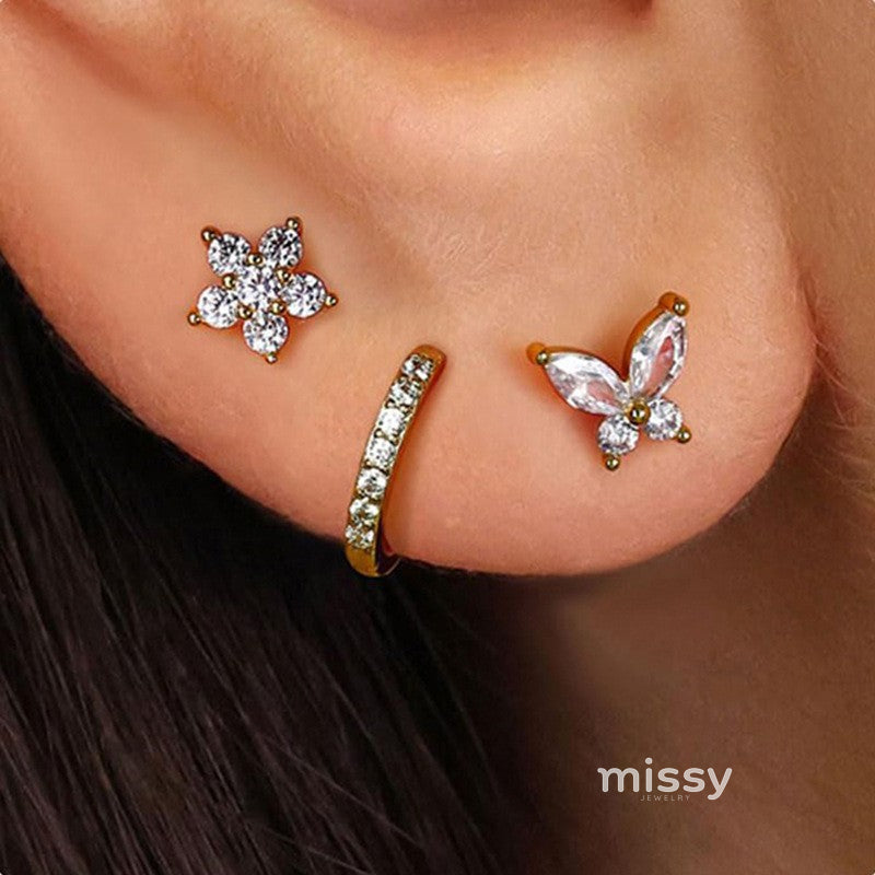 Aryia Floral Butterfly Earrings [C6UNQ41Q]