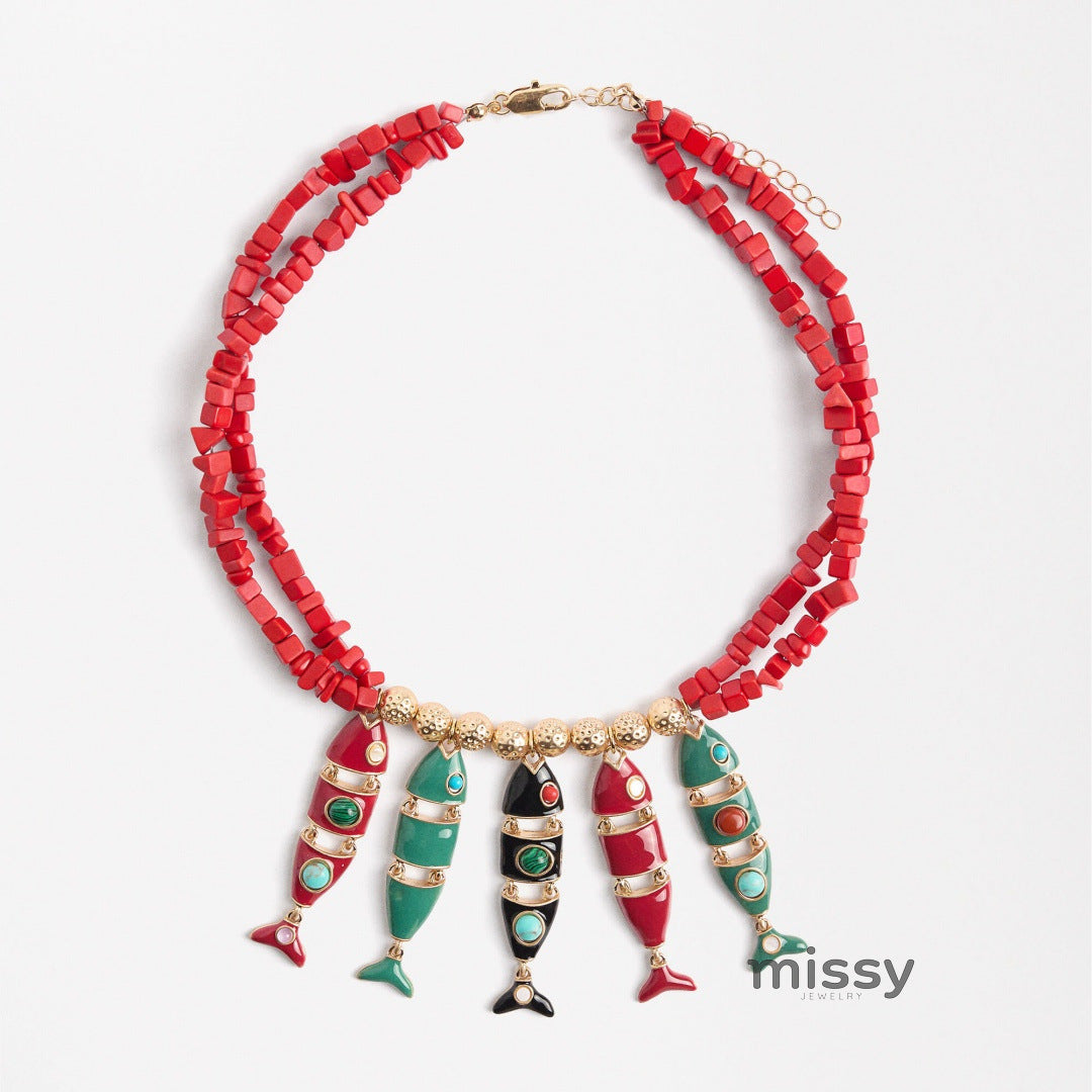Ashlynne Enamel Koi Charm Necklace [QW8HKYXK]