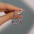 Asymmetric Star and Moon Drop Earrings [ZQUQCJGE]