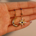Asymmetric Star and Moon Drop Earrings [78A6COVP]