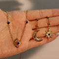 Asymmetric Star and Moon Drop Earrings [GNGNZE73]