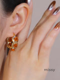 Austyn Brown Rose Hoop Earrings