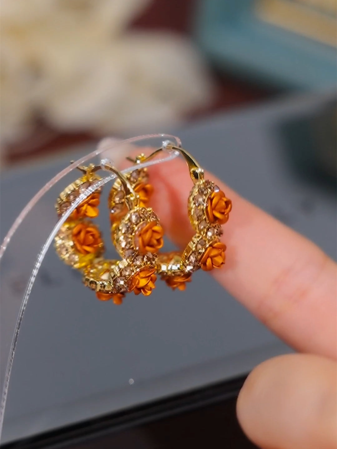 Austyn Brown Rose Hoop Earrings