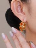 Austyn Brown Rose Hoop Earrings