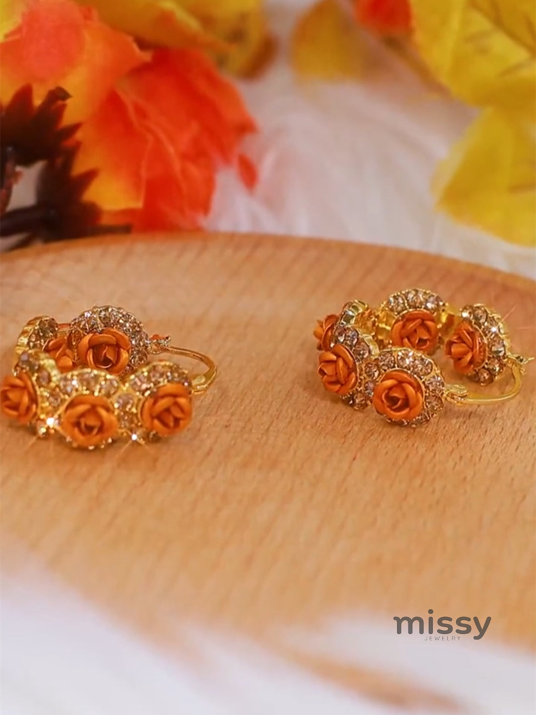 Austyn Brown Rose Hoop Earrings