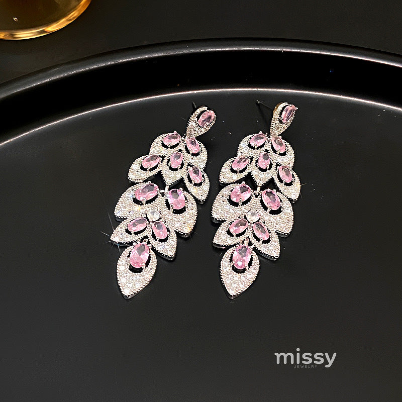 Avangeline Zircon Leaf Earrings [1SED3F8F]