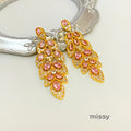 Avangeline Zircon Leaf Earrings [1KPX47SW]