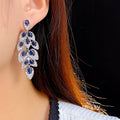 Avangeline Zircon Leaf Earrings [JJ03LNC1]