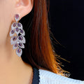 Avangeline Zircon Leaf Earrings [HMFDP3N8]