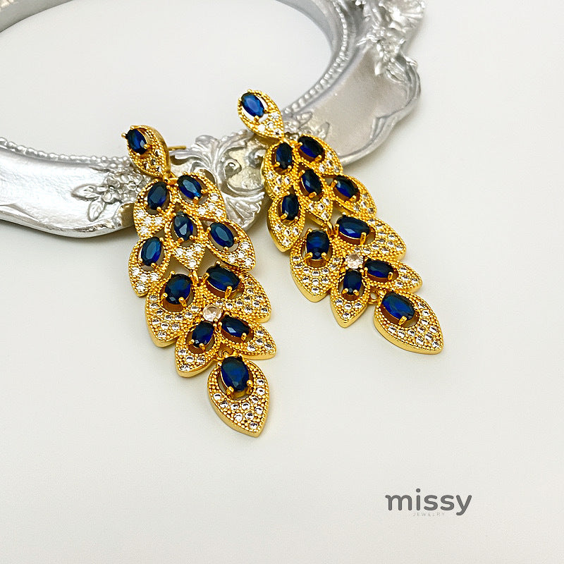 Avangeline Zircon Leaf Earrings [DL2U04JQ]