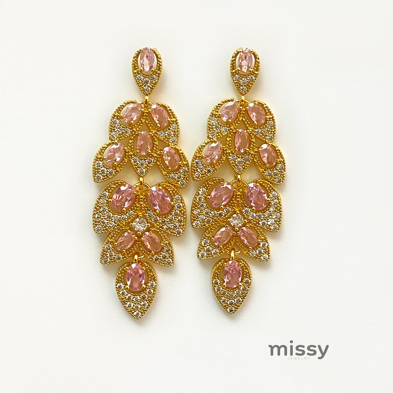 Avangeline Zircon Leaf Earrings [Z47JAUU7]