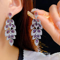 Avangeline Zircon Leaf Earrings [SROAXS4R]