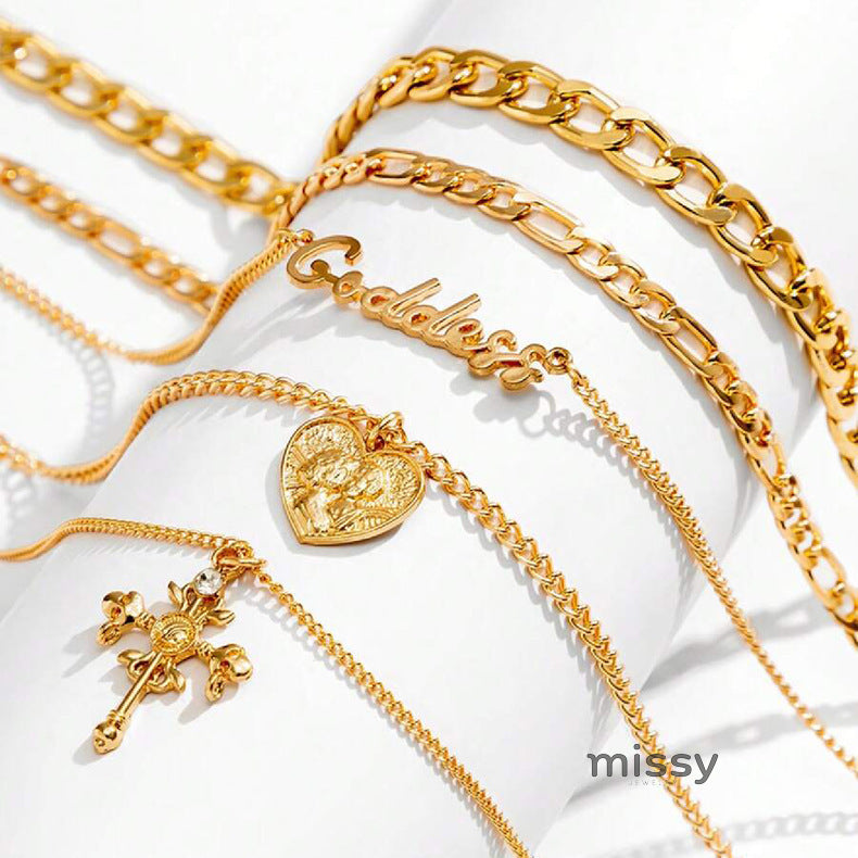 Avneet Layered Heart Cross Necklace [EG3BVGHR]
