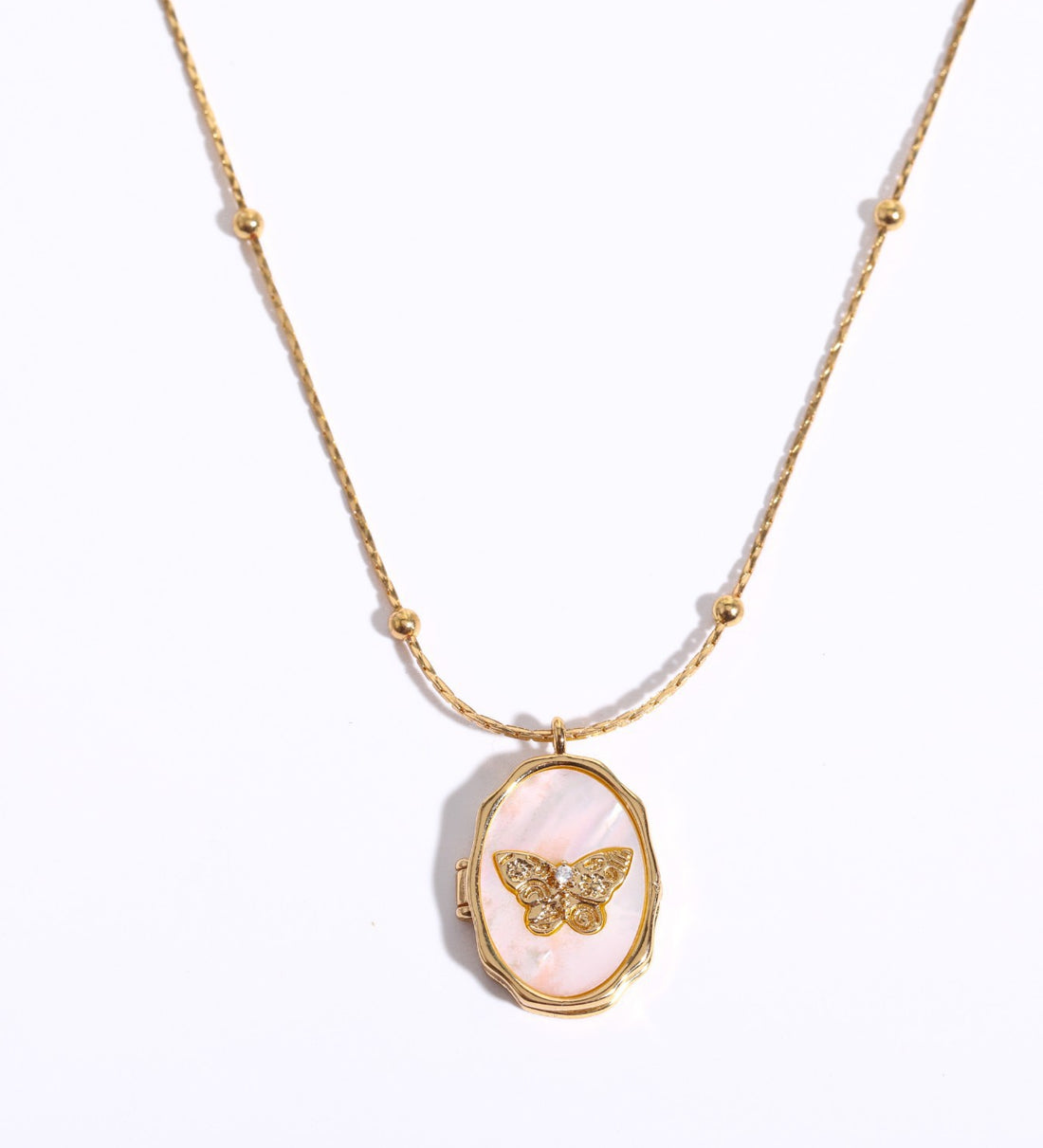 Avyanna Golden Butterfly Locket Necklace [3XXYBK7T]