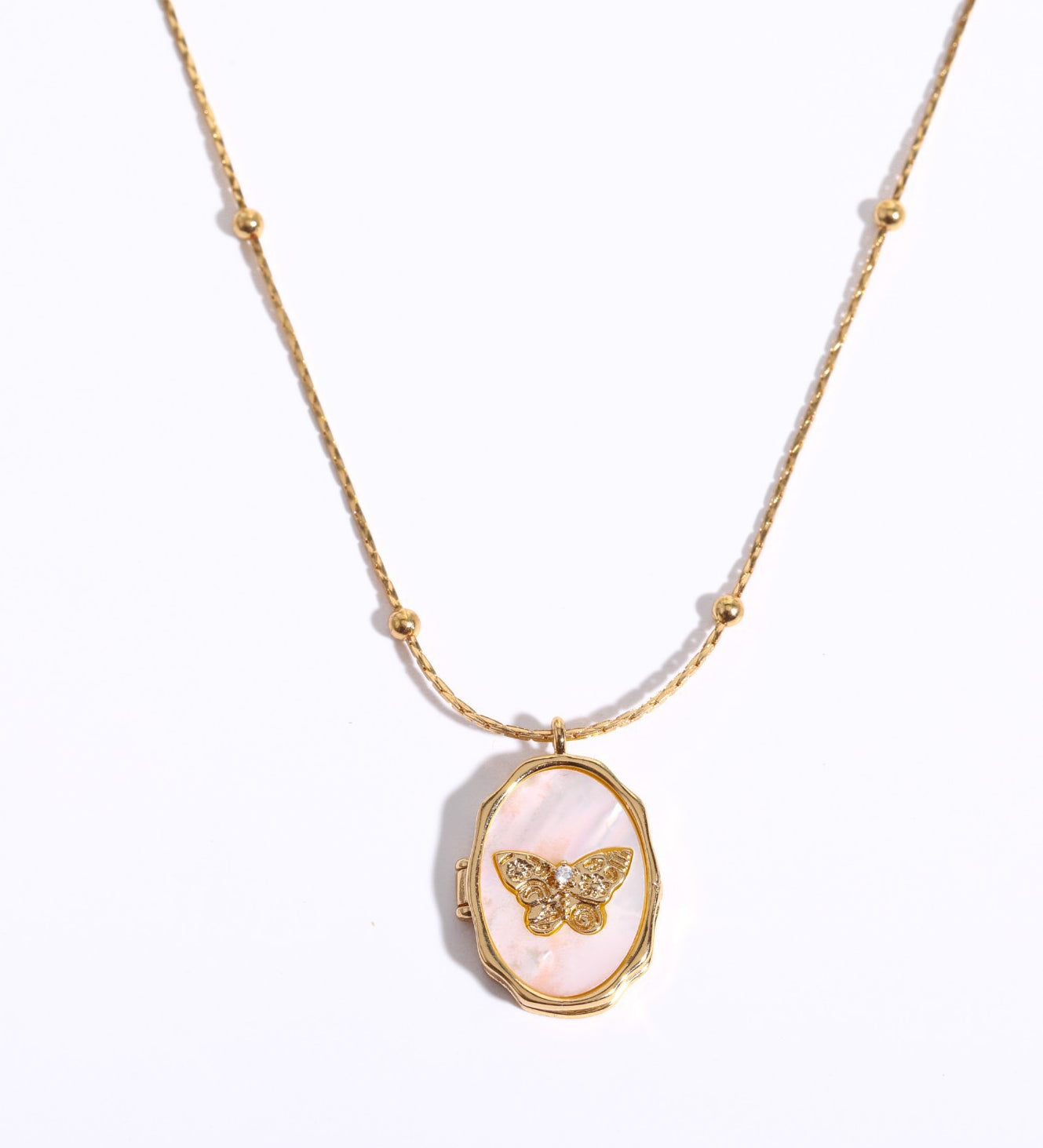 Avyanna Golden Butterfly Locket Necklace [3XXYBK7T]