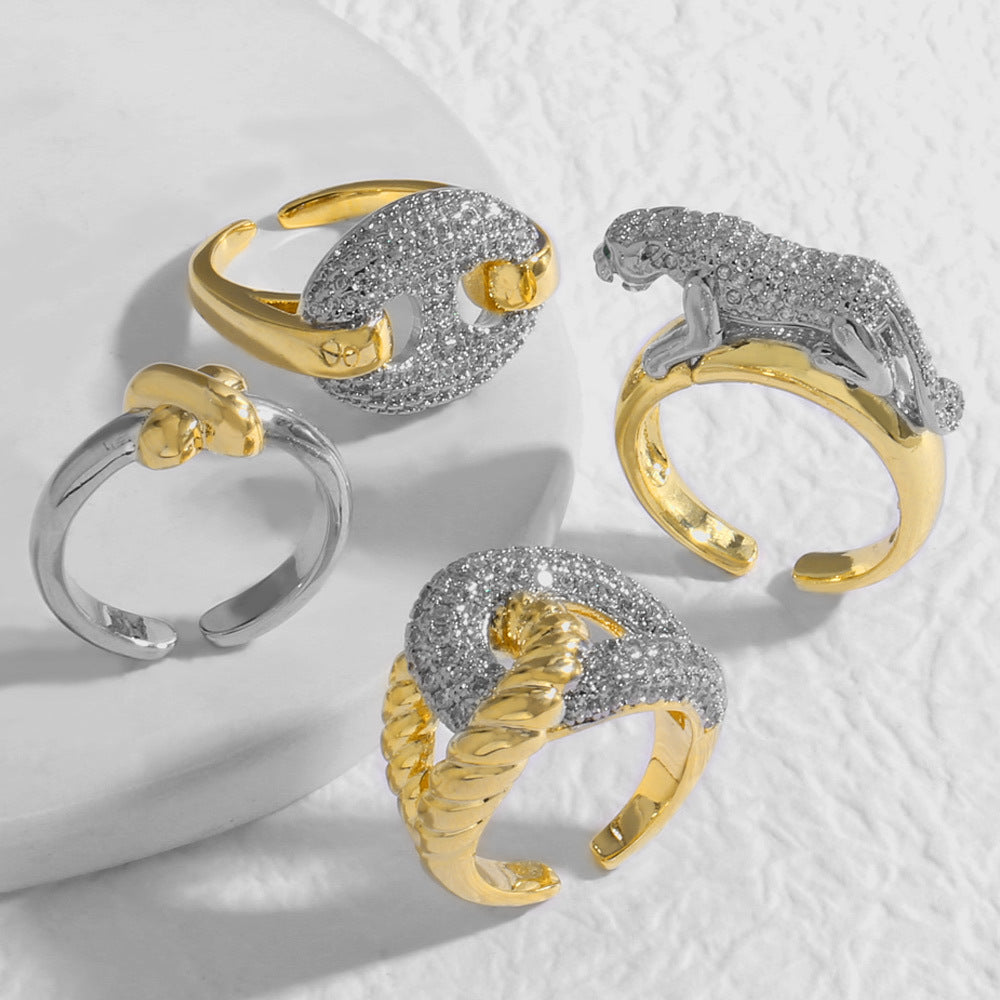 Ayah Dual-Tone Leopard Ring [43VT71MR]