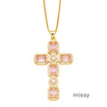 Ayva Zircon Cross Necklace [QBZI6ZN7]