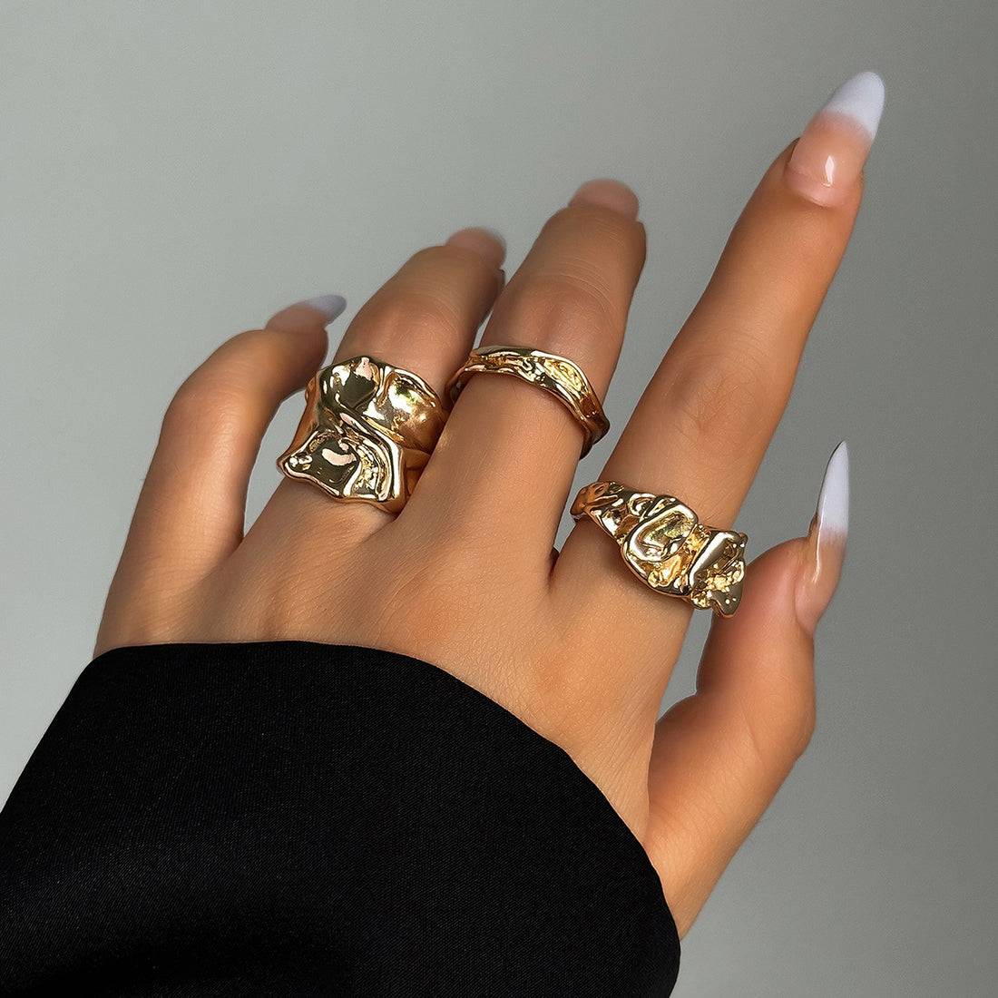 Azure Pleated Stack Rings [0EP06NFG]